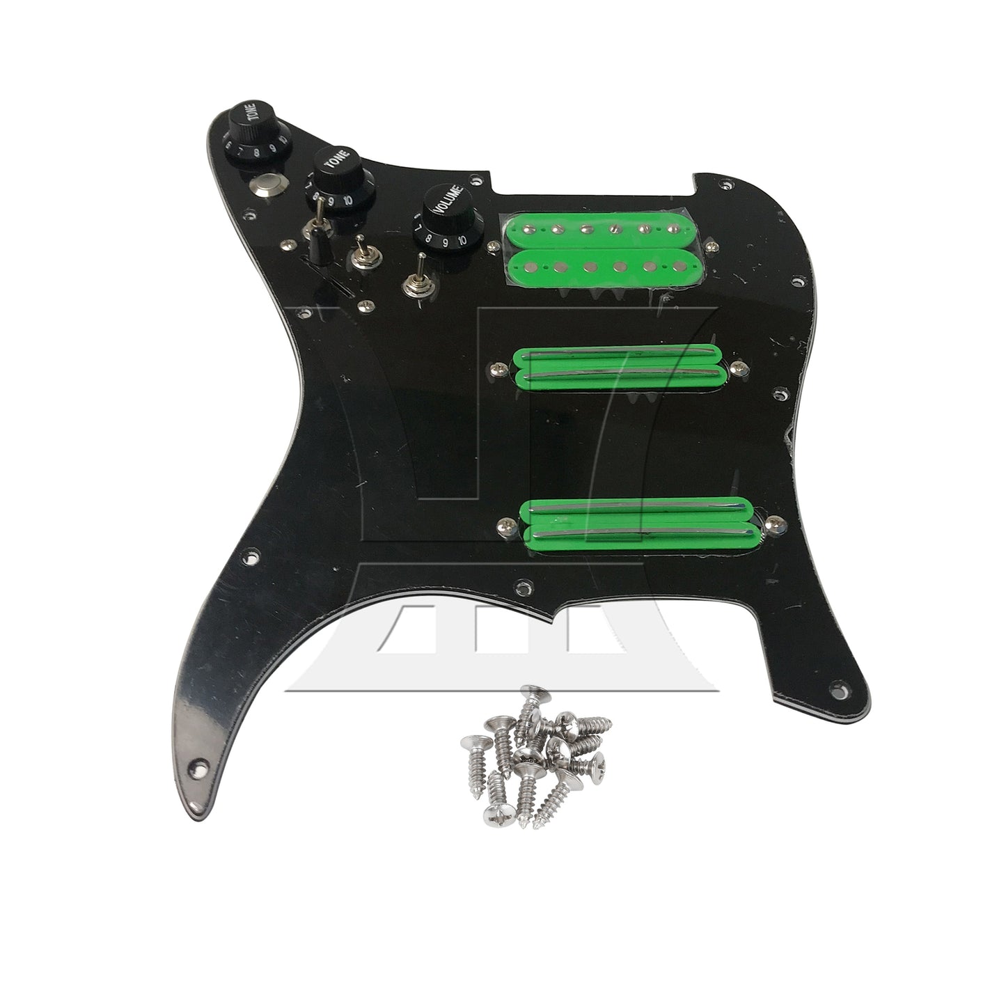 BQLZR 1pc Three-Layer Electric Guitar Guard Set Ssh Black + Green (With Switch Right Hand) for Lynnists Musical Instrument Making
