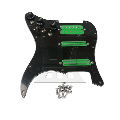 BQLZR 1pc Three-Layer Electric Guitar Guard Set Ssh Black + Green (With Switch Right Hand) for Lynnists Musical Instrument Making