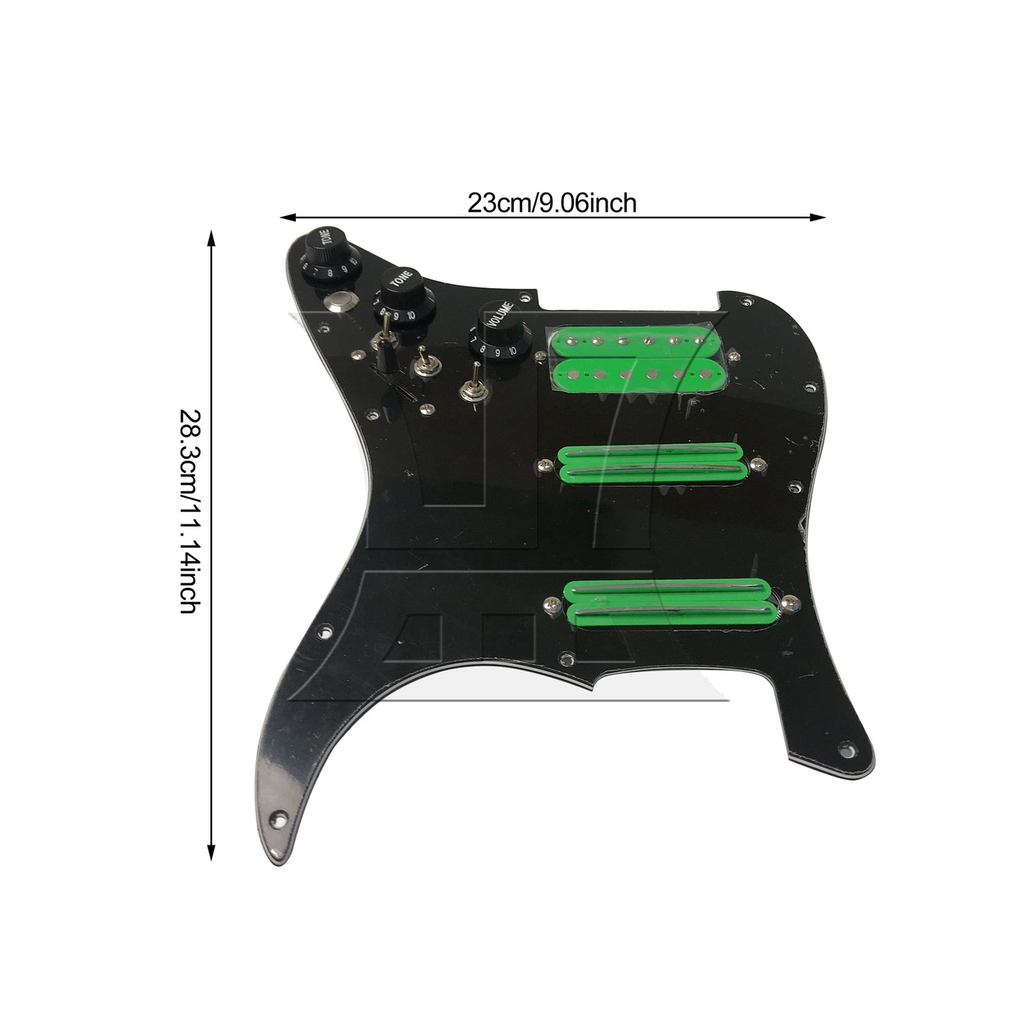 BQLZR 1pc Three-Layer Electric Guitar Guard Set Ssh Black + Green (With Switch Right Hand) for Lynnists Musical Instrument Making