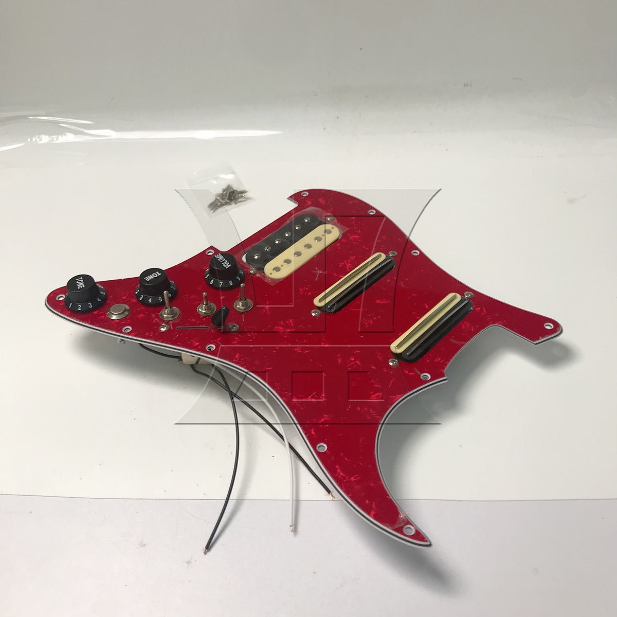 BQLZR 1pc Three-Layer Electric Guitar Guard Set Ssh Red Pearl + Zebra (With Switch, Right Hand) for Lynnists Musical Instrument Making