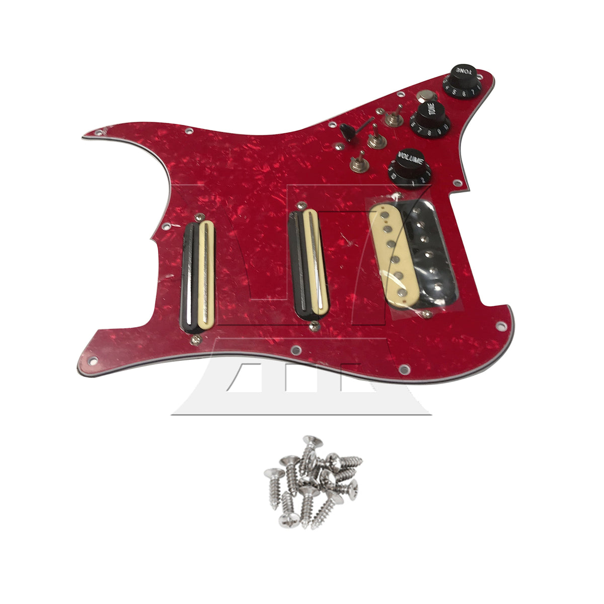 BQLZR 1pc Three-Layer Electric Guitar Guard Set Ssh Red Pearl + Zebra (With Switch, Right Hand) for Lynnists Musical Instrument Making