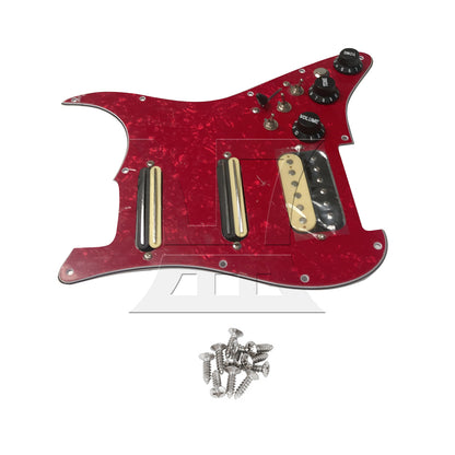 BQLZR 1pc Three-Layer Electric Guitar Guard Set Ssh Red Pearl + Zebra (With Switch, Right Hand) for Lynnists Musical Instrument Making