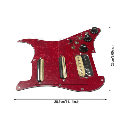BQLZR 1pc Three-Layer Electric Guitar Guard Set Ssh Red Pearl + Zebra (With Switch, Right Hand) for Lynnists Musical Instrument Making