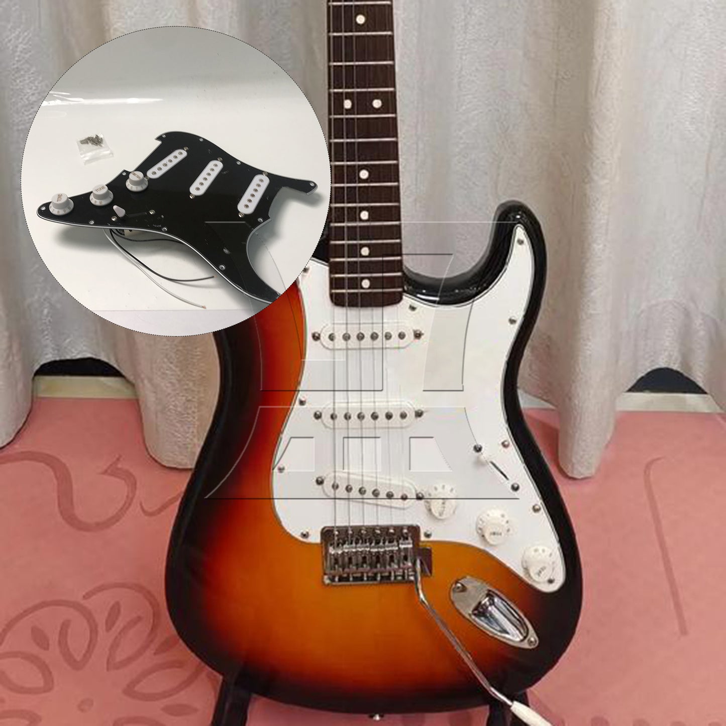 BQLZR 1pc Three-Layer Electric Guitar Guard Set SSS Black & White for Lynnists Musical Instrument Making