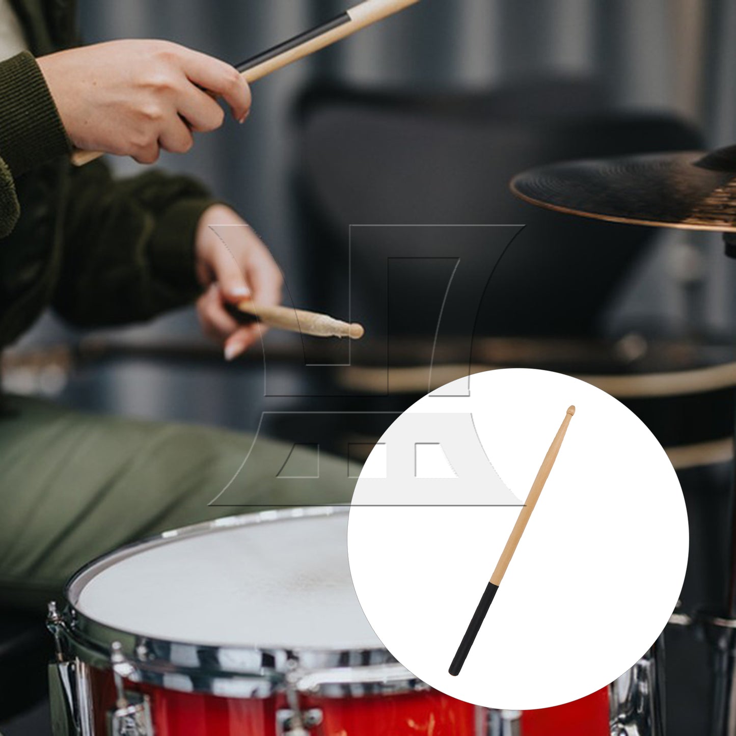 BQLZR 1pc 16 Inch Classic Wood Drum Sticks Non-Slip Grip for Adult Practice Accessories Black 5A