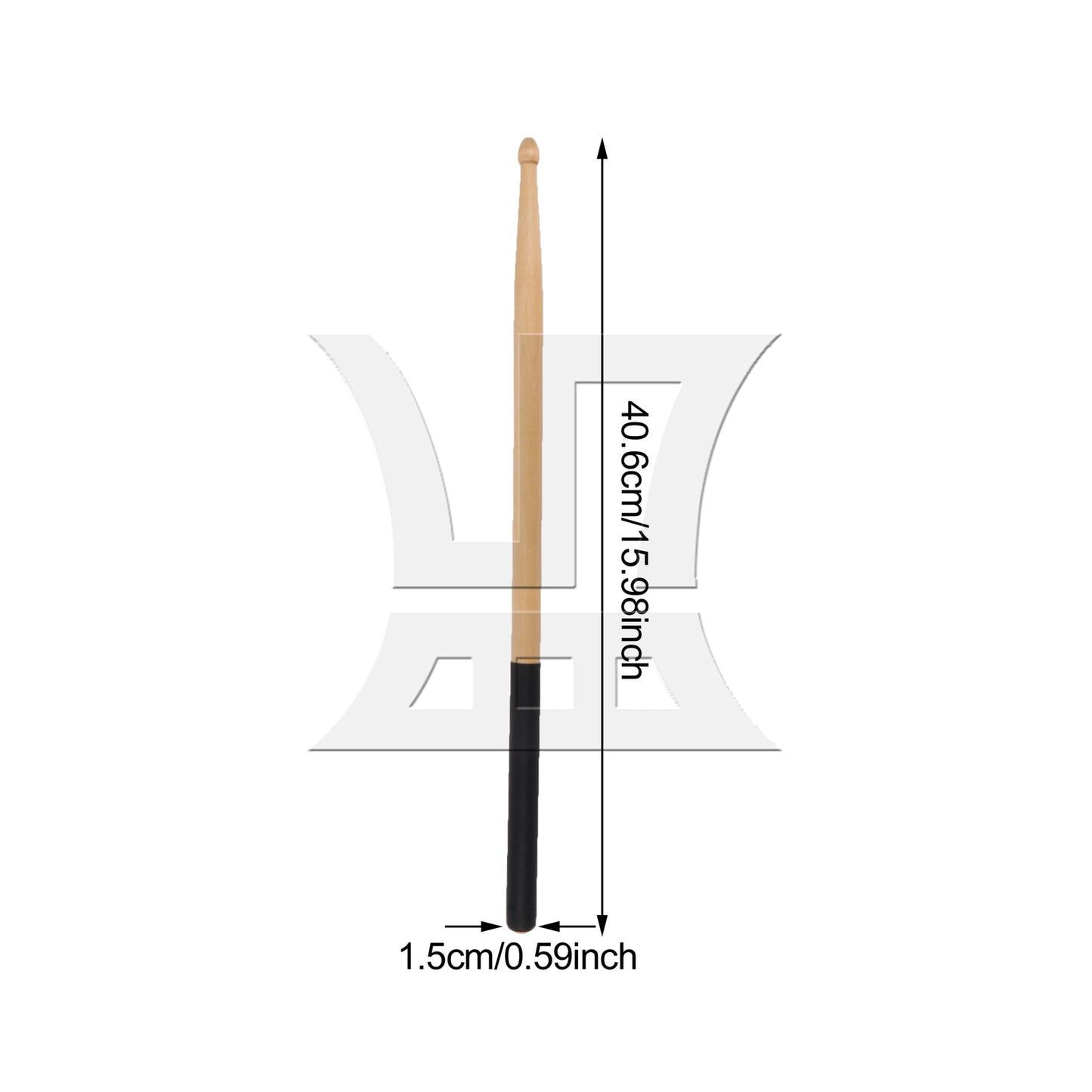 BQLZR 1pc 16 Inch Classic Wood Drum Sticks Non-Slip Grip for Adult Practice Accessories Black 5A
