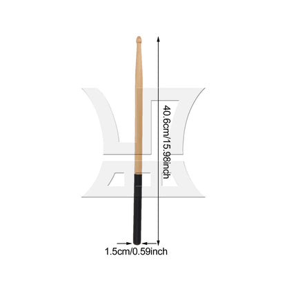 BQLZR 1pc 16 Inch Classic Wood Drum Sticks Non-Slip Grip for Adult Practice Accessories Black 5A
