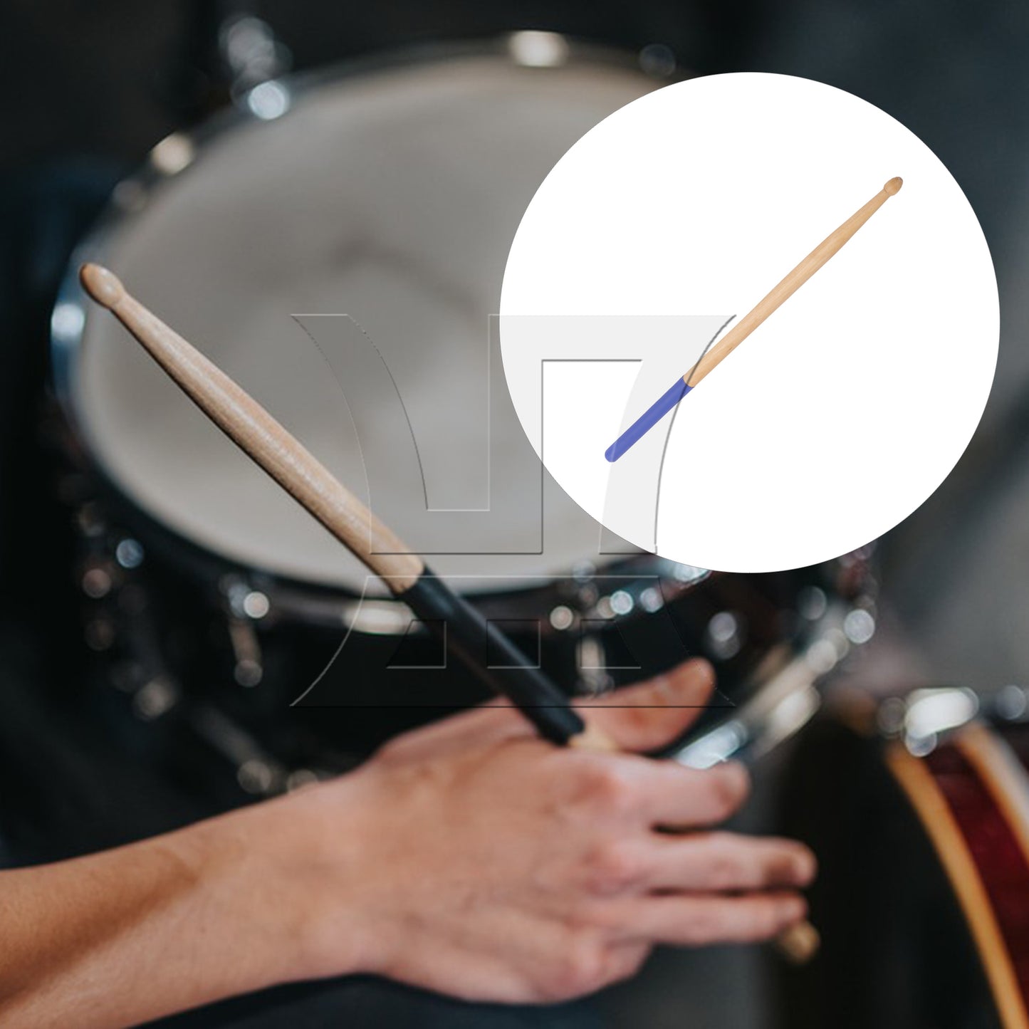 BQLZR 1pc 16 Inch Classic Wood Drum Sticks Non-Slip Grip for Adult Practice Accessories Blue 5A
