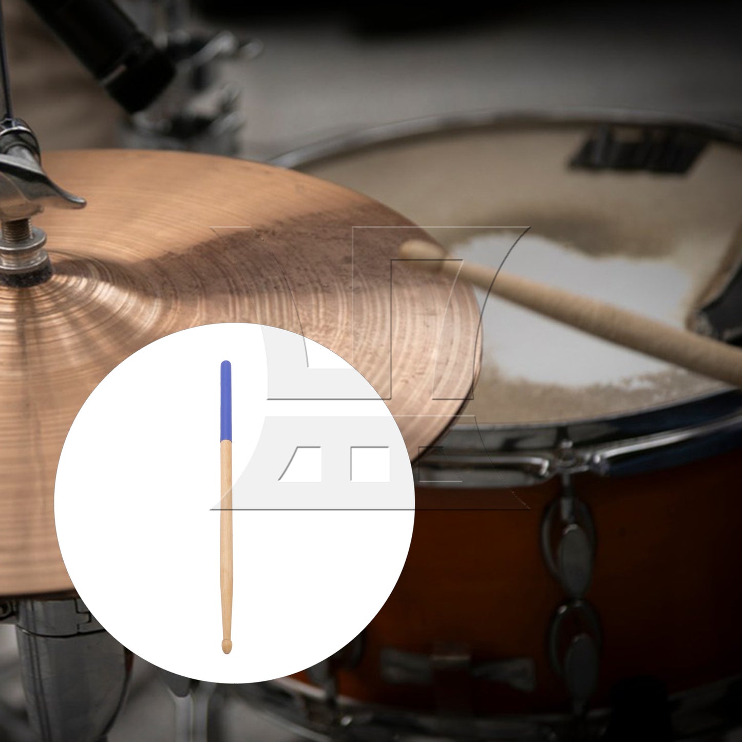 BQLZR 1pc 16 Inch Classic Wood Drum Sticks Non-Slip Grip for Adult Practice Accessories Blue 5A