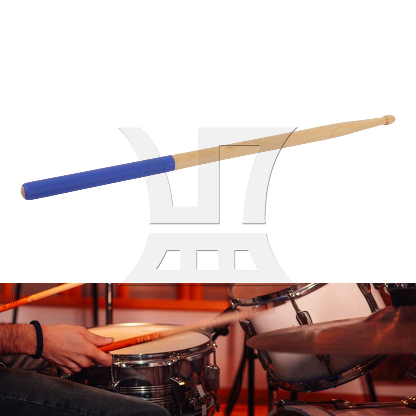 BQLZR 1pc 16 Inch Classic Wood Drum Sticks Non-Slip Grip for Adult Practice Accessories Blue 5A