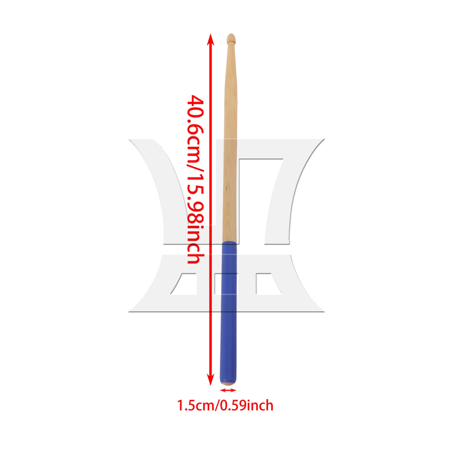 BQLZR 1pc 16 Inch Classic Wood Drum Sticks Non-Slip Grip for Adult Practice Accessories Blue 5A