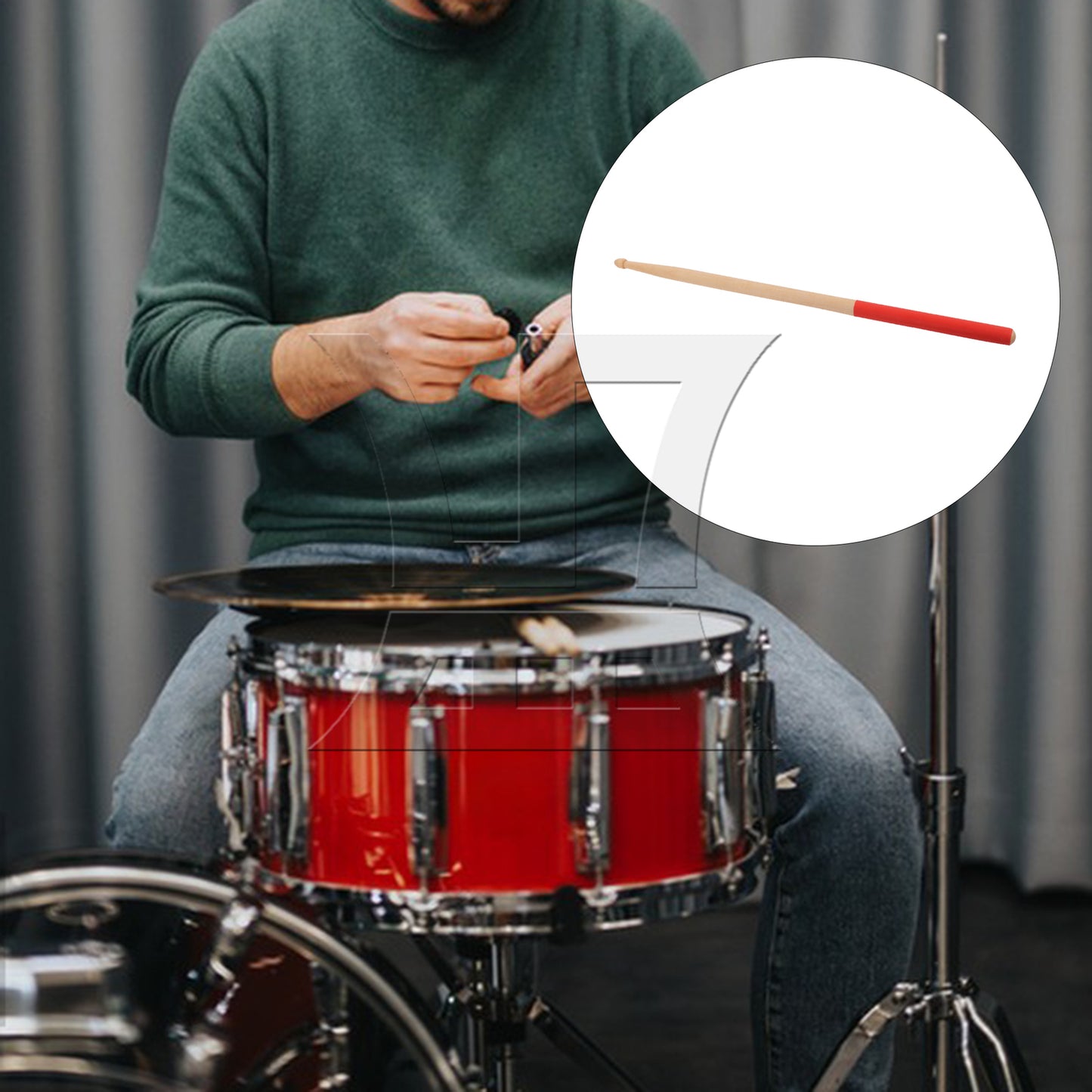 BQLZR 1pc 16 Inch Classic Wood Drum Sticks Non-Slip Grip for Adult Practice Accessories Red 5A