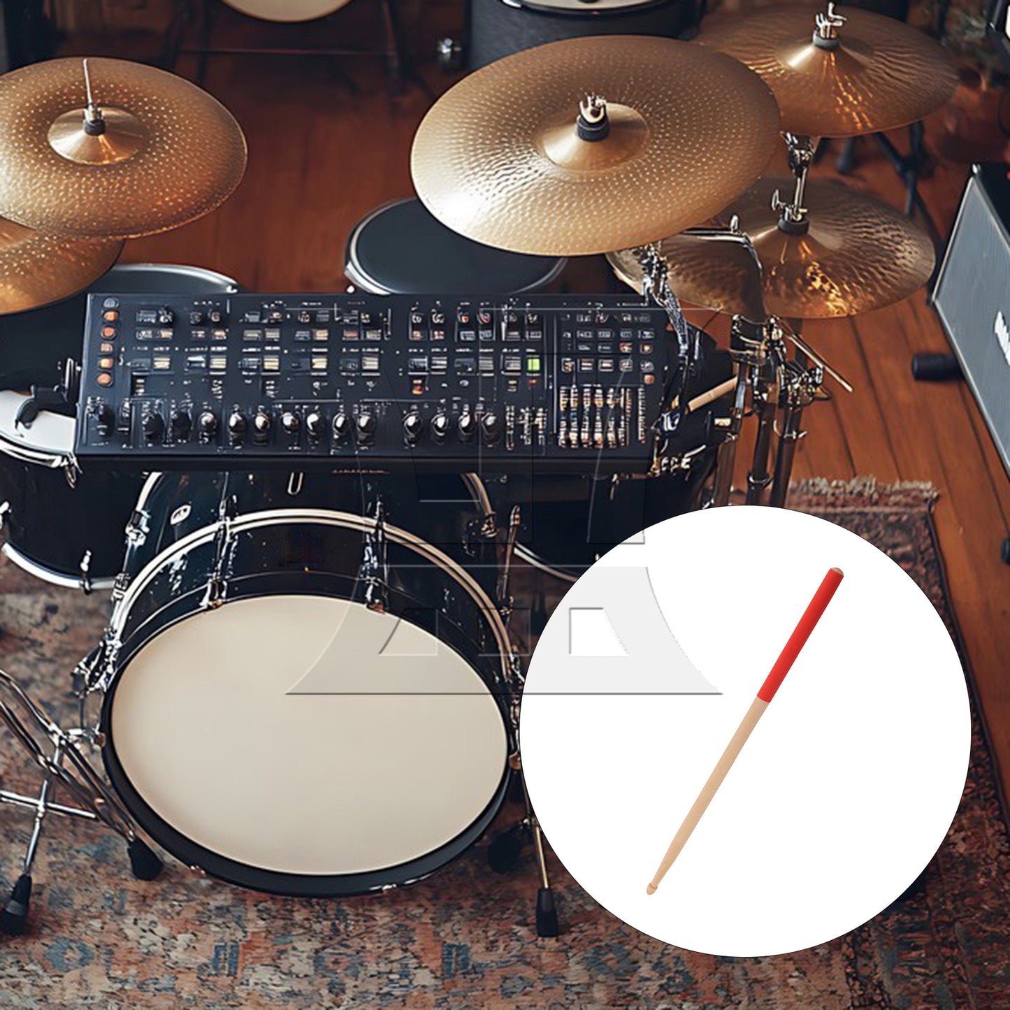 BQLZR 1pc 16 Inch Classic Wood Drum Sticks Non-Slip Grip for Adult Practice Accessories Red 5A