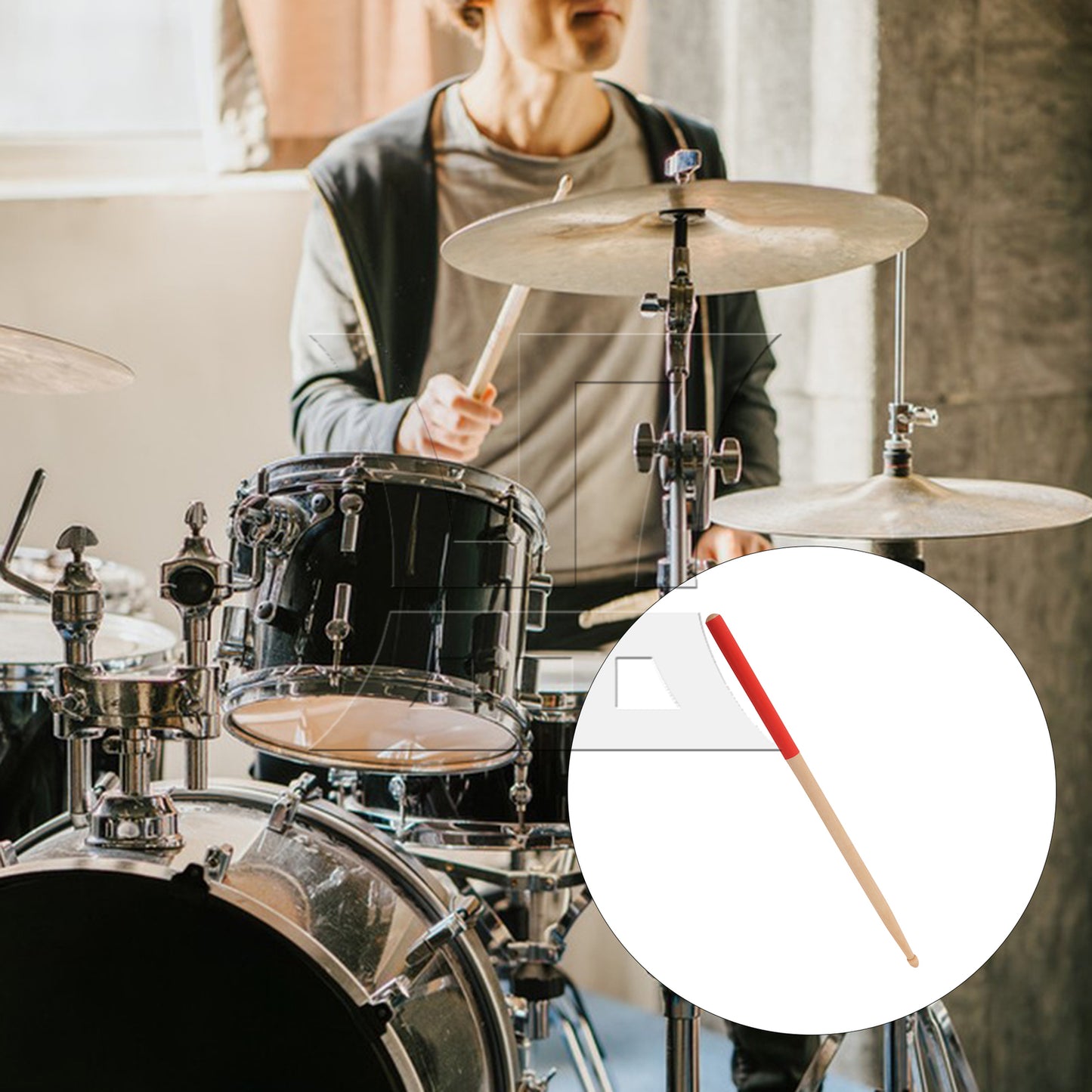 BQLZR 1pc 16 Inch Classic Wood Drum Sticks Non-Slip Grip for Adult Practice Accessories Red 5A