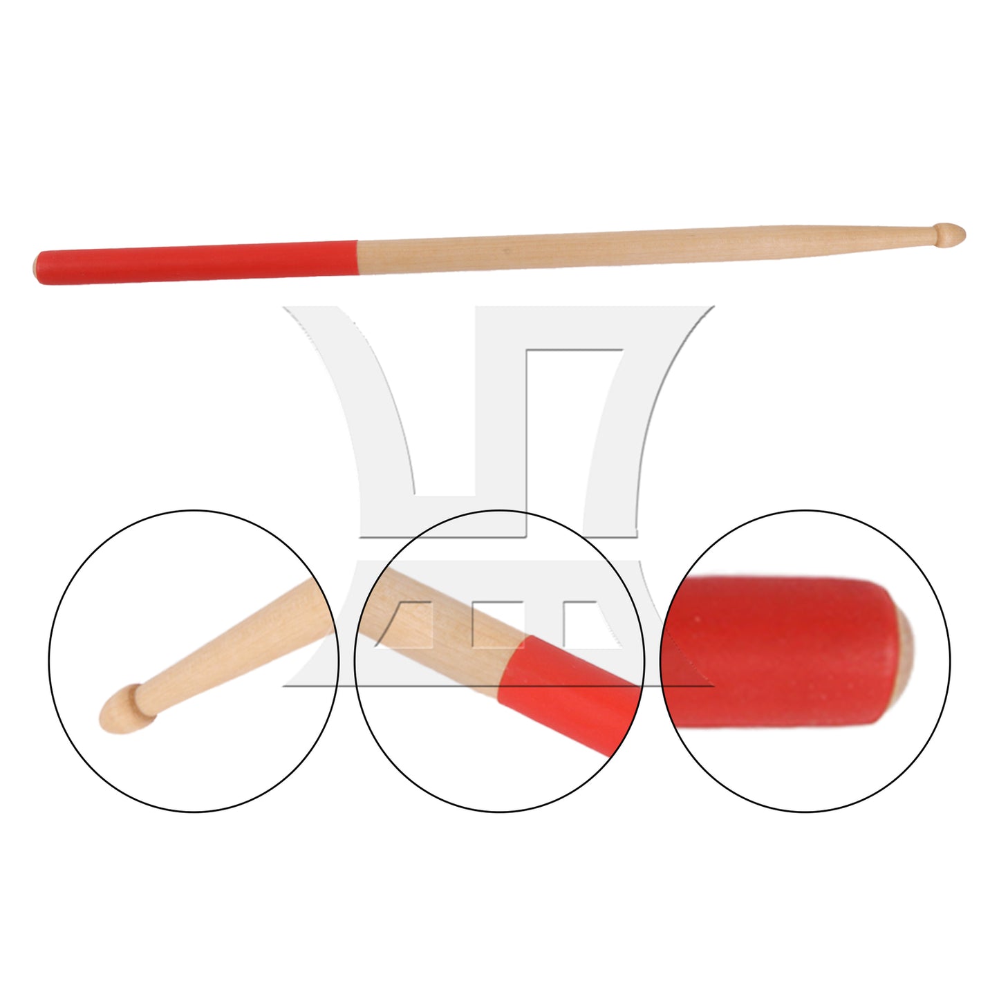 BQLZR 1pc 16 Inch Classic Wood Drum Sticks Non-Slip Grip for Adult Practice Accessories Red 5A