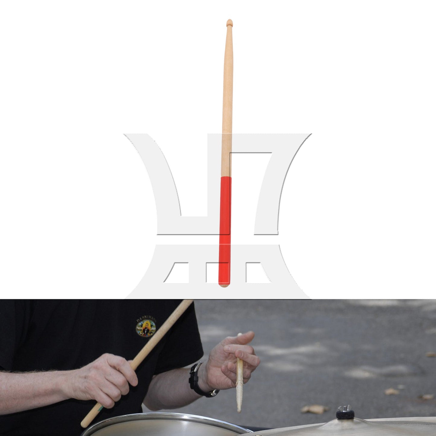 BQLZR 1pc 16 Inch Classic Wood Drum Sticks Non-Slip Grip for Adult Practice Accessories Red 5A