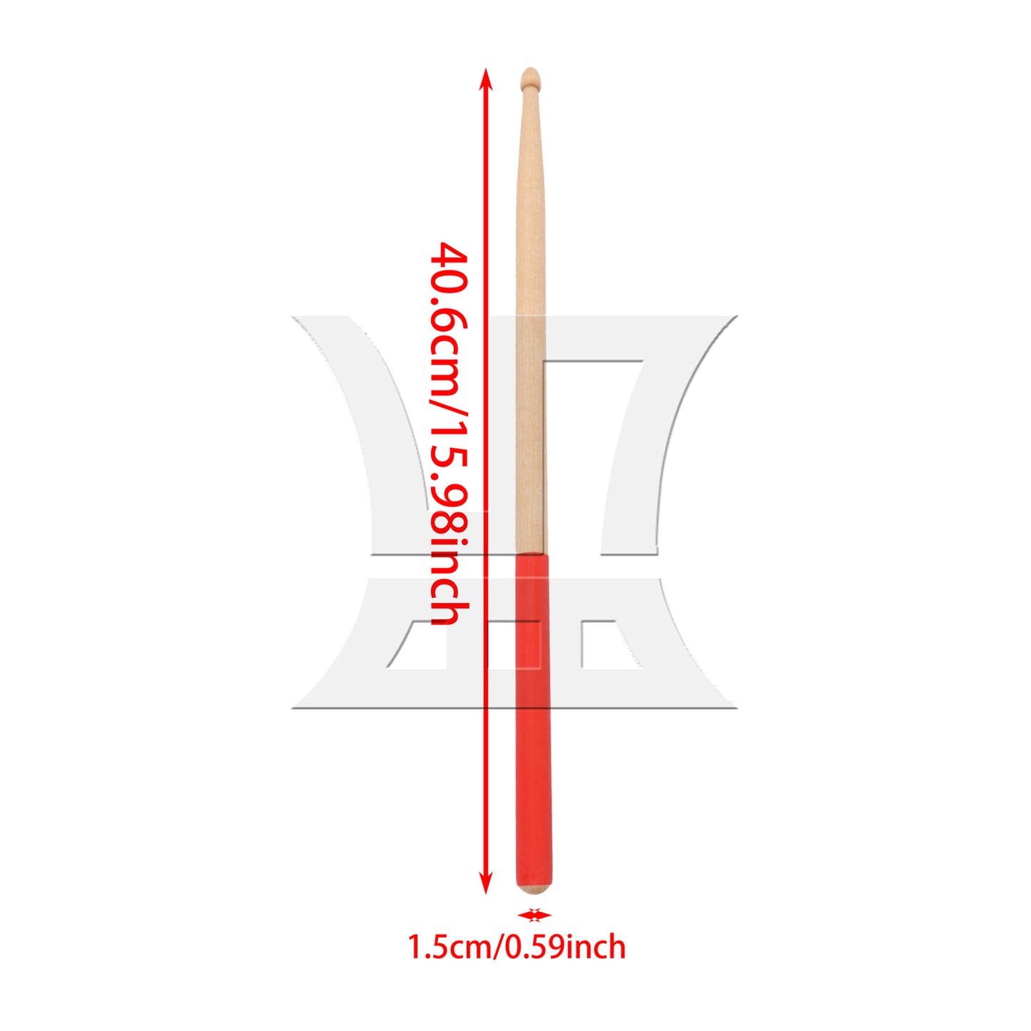 BQLZR 1pc 16 Inch Classic Wood Drum Sticks Non-Slip Grip for Adult Practice Accessories Red 5A