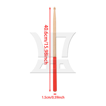 BQLZR 1pc 16 Inch Classic Wood Drum Sticks Non-Slip Grip for Adult Practice Accessories Red 5A