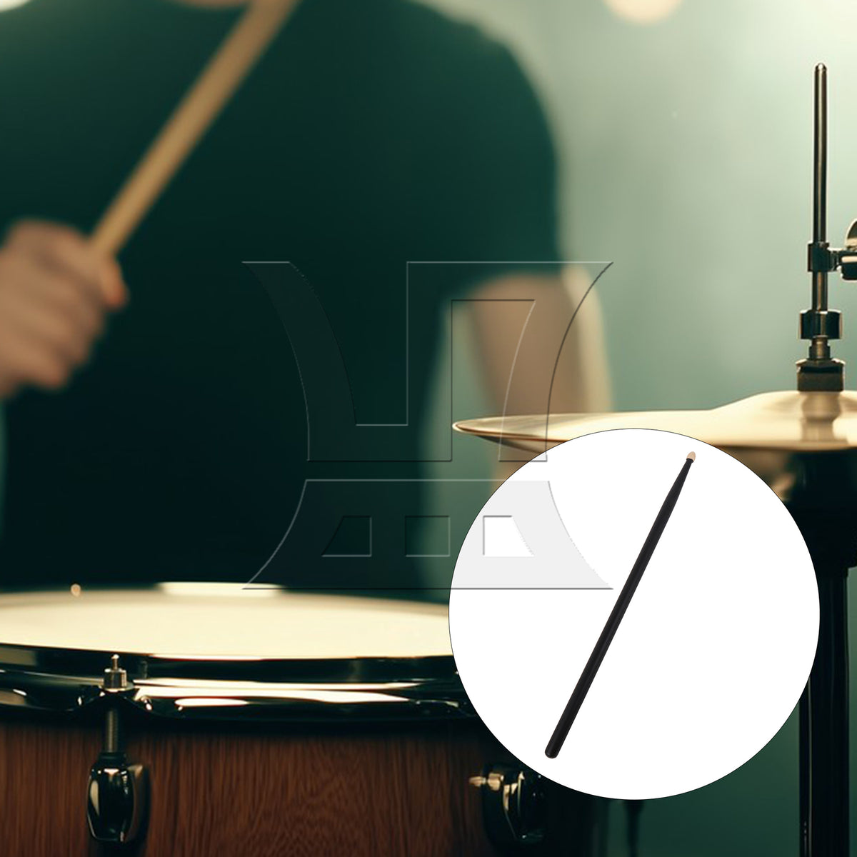 BQLZR 1pc 16 Inch Classic Wood Drum Sticks for Adult Practice Accessories Black 5A
