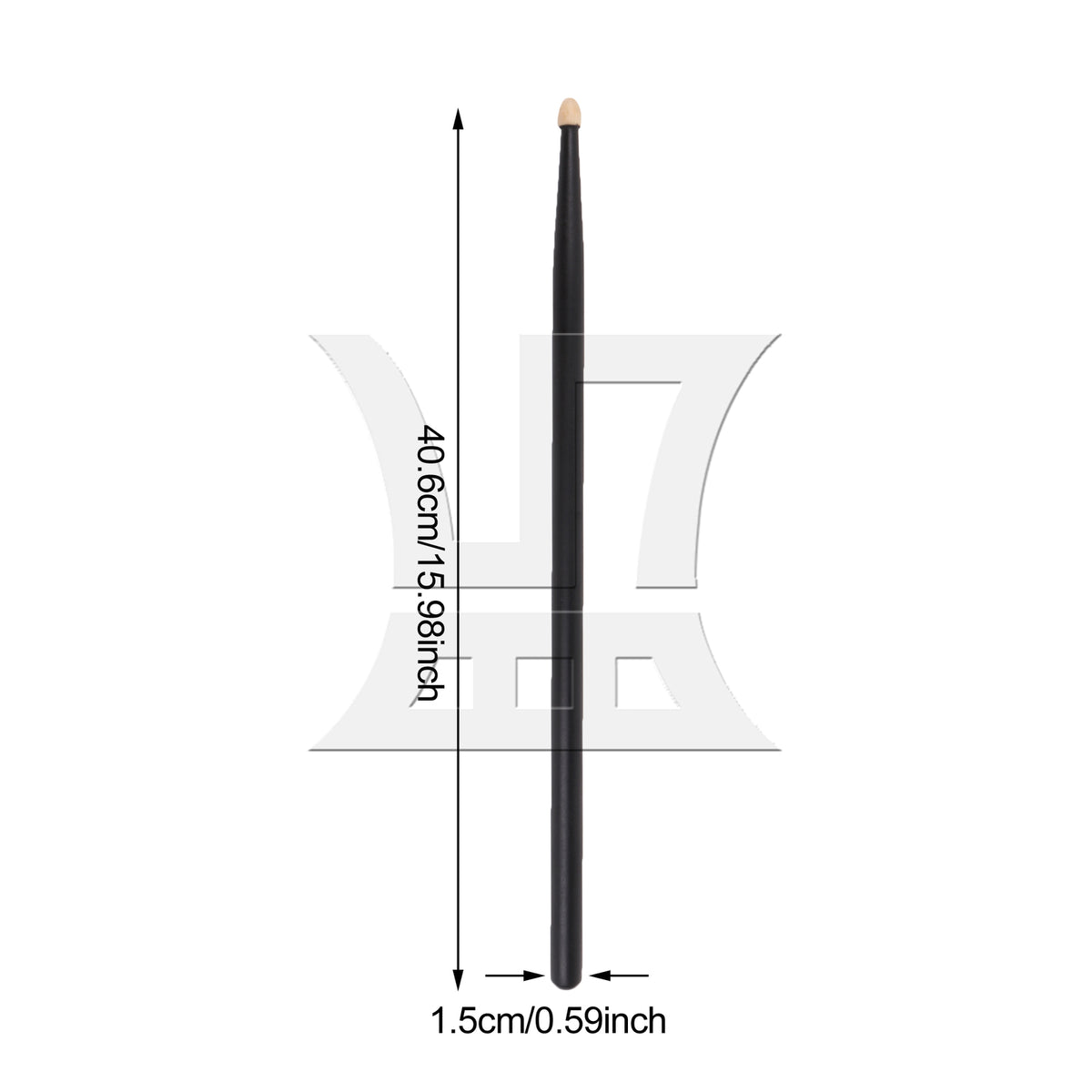 BQLZR 1pc 16 Inch Classic Wood Drum Sticks for Adult Practice Accessories Black 5A