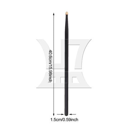 BQLZR 1pc 16 Inch Classic Wood Drum Sticks for Adult Practice Accessories Black 5A