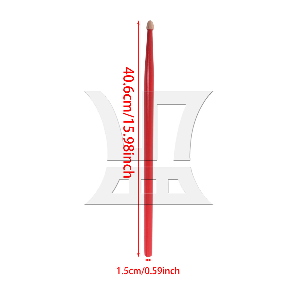 BQLZR 1pc 16 Inch Classic Wood Drum Sticks for Adult Practice Accessories Red 5A