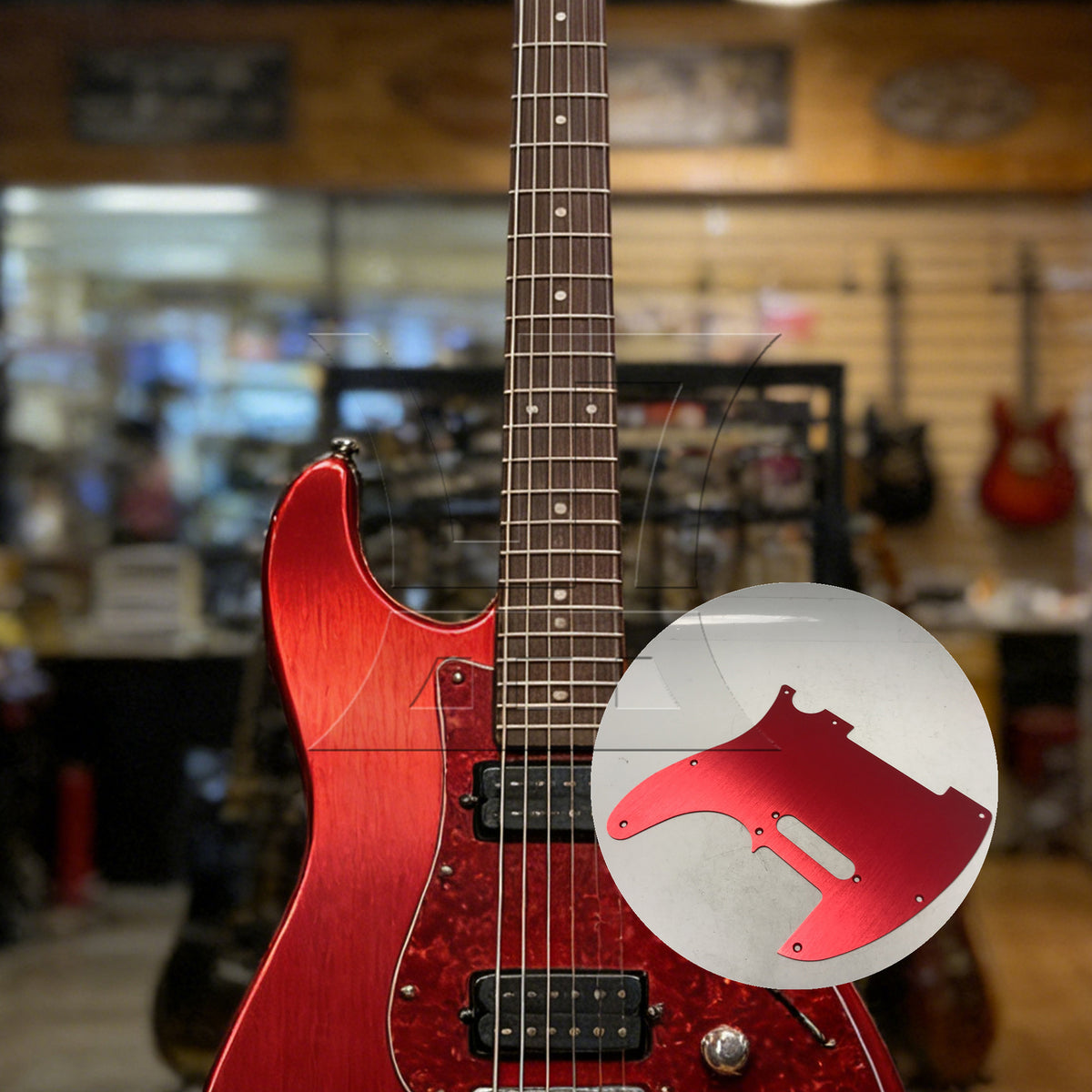 BQLZR 1pc Aluminum Alloy Electric Guitar Pickguard Scratch Plate 8 Holes S Dark Red for Electric Guitar Modification And Musical Instrument Repair