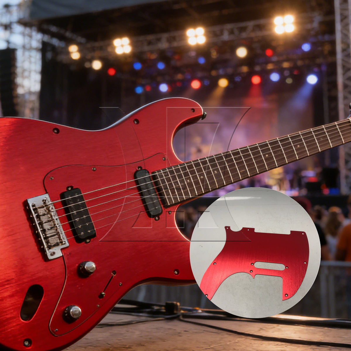 BQLZR 1pc Aluminum Alloy Electric Guitar Pickguard Scratch Plate 8 Holes S Dark Red for Electric Guitar Modification And Musical Instrument Repair