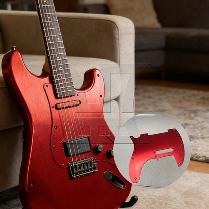 BQLZR 1pc Aluminum Alloy Electric Guitar Pickguard Scratch Plate 8 Holes S Dark Red for Electric Guitar Modification And Musical Instrument Repair