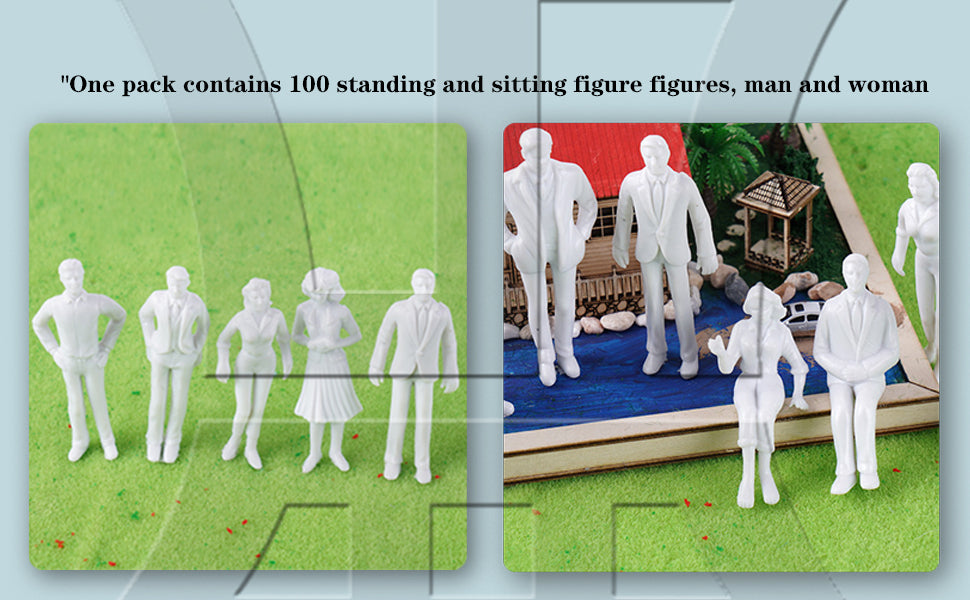 BQLZR White 100PCS Model Train People Figure Passengers 1:200 Scale