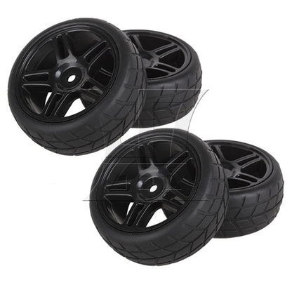 BQLZR 4PCS Rhombic Pattern Hub Wheel Rim&Tires 1:10 RC On-road Racing Car