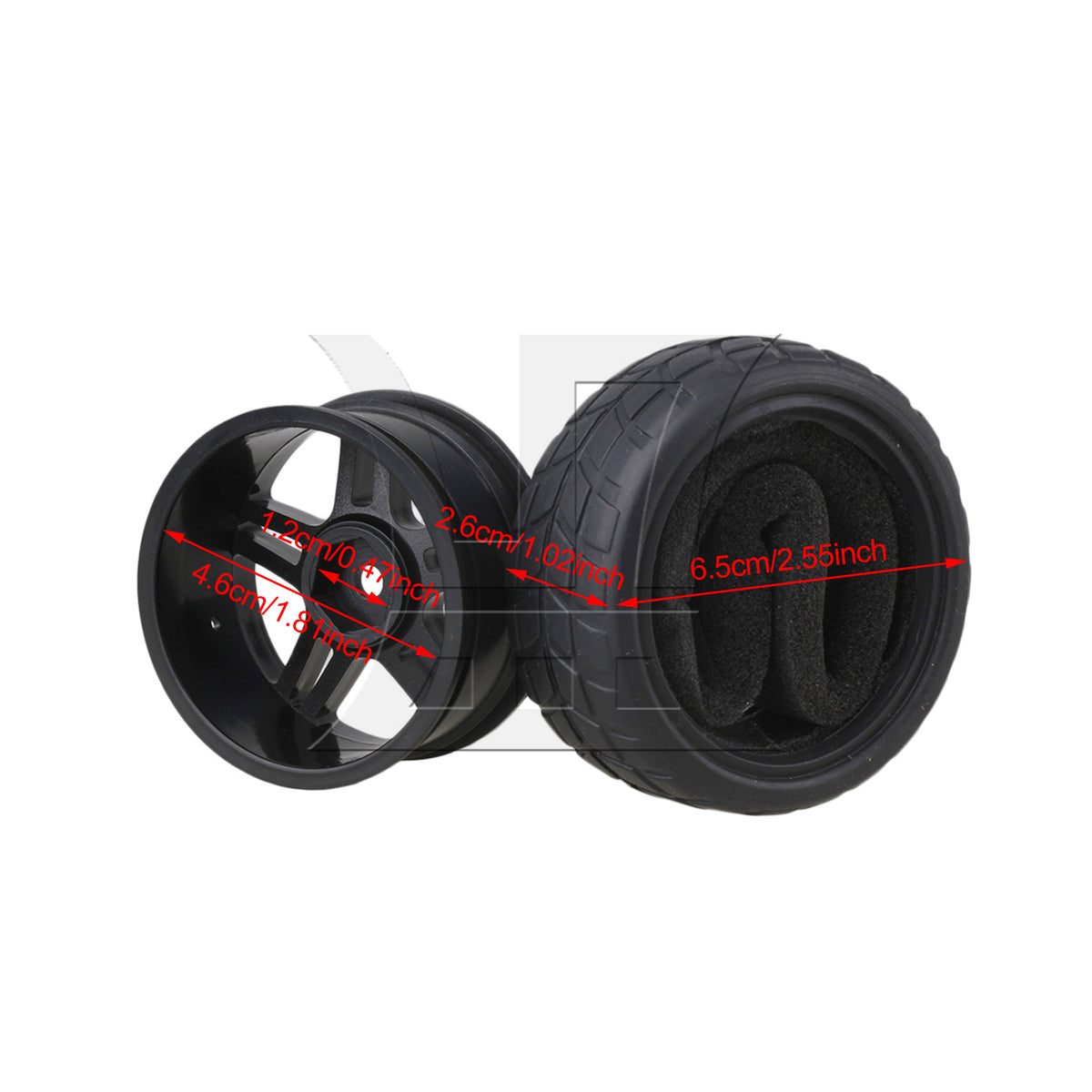 BQLZR 4PCS Rhombic Pattern Hub Wheel Rim&Tires 1:10 RC On-road Racing Car