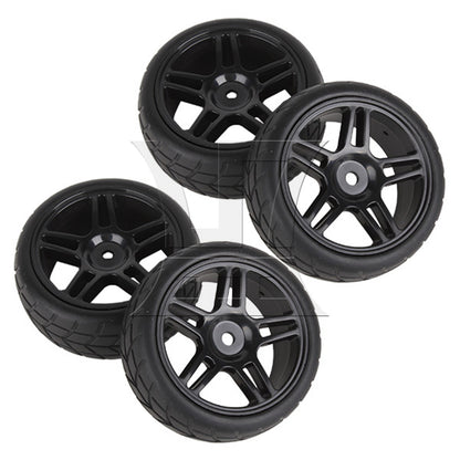 BQLZR 4PCS Rhombic Pattern Hub Wheel Rim&Tires 1:10 RC On-road Racing Car