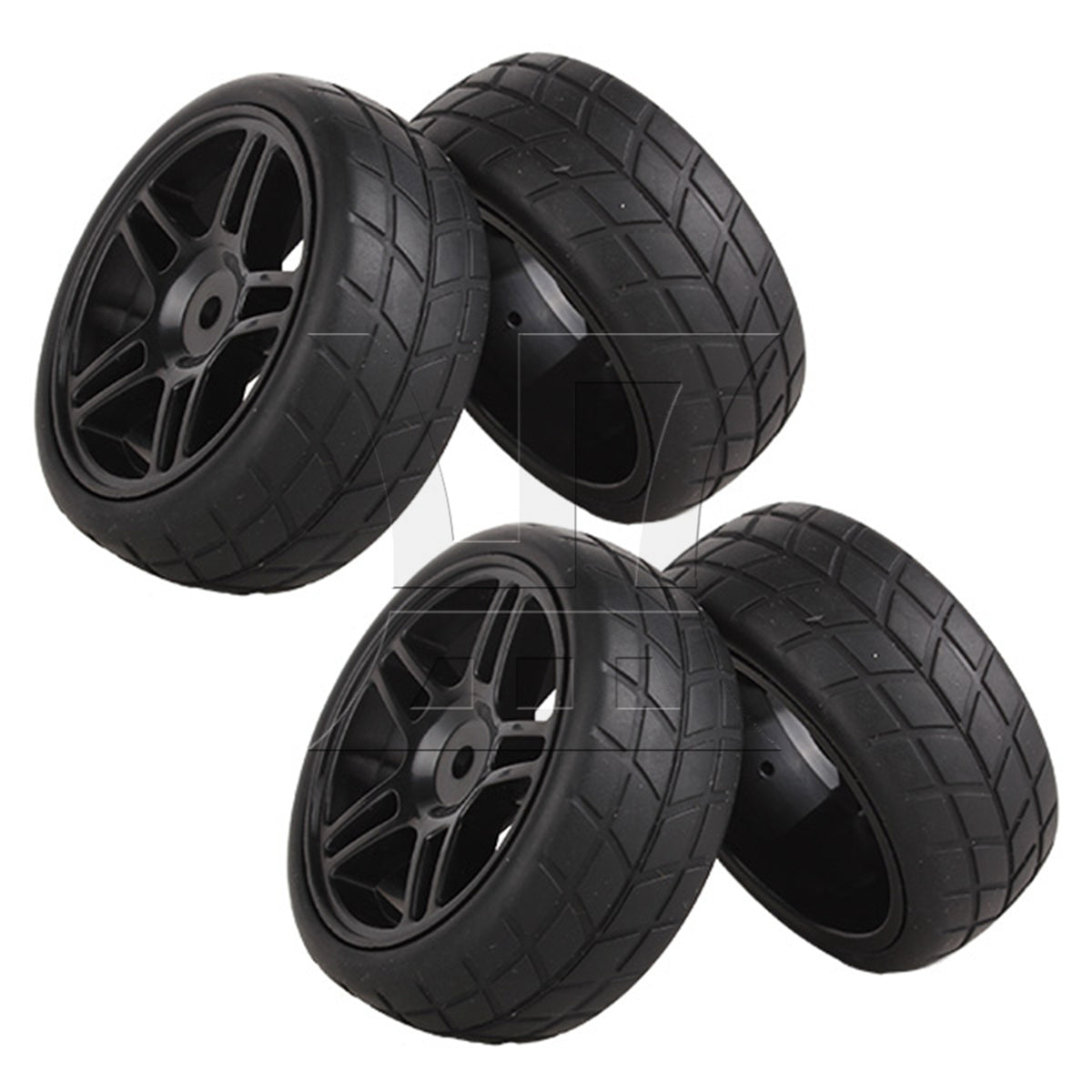 BQLZR 4PCS Rhombic Pattern Hub Wheel Rim&Tires 1:10 RC On-road Racing Car