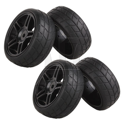 BQLZR 4PCS Rhombic Pattern Hub Wheel Rim&Tires 1:10 RC On-road Racing Car