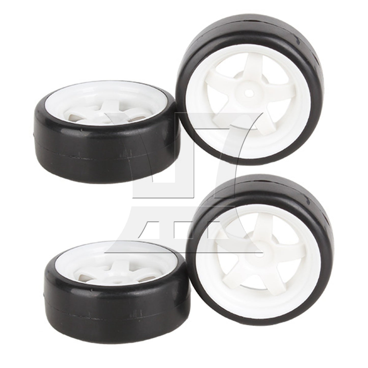 BQLZR 4x RC 1:10 On-Road Car & Drift Car 5 Spoke White Wheel Rim & Tyre Tires