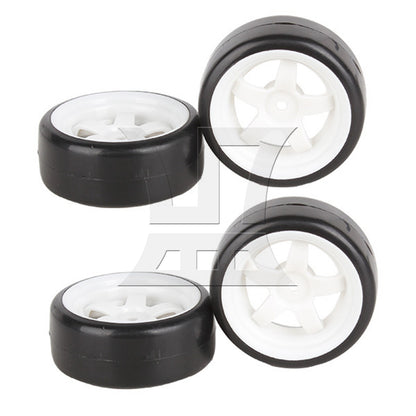BQLZR 4x RC 1:10 On-Road Car & Drift Car 5 Spoke White Wheel Rim & Tyre Tires