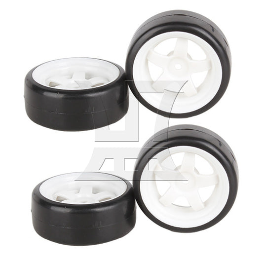 BQLZR 4x RC 1:10 On-Road Car & Drift Car 5 Spoke White Wheel Rim & Tyre Tires