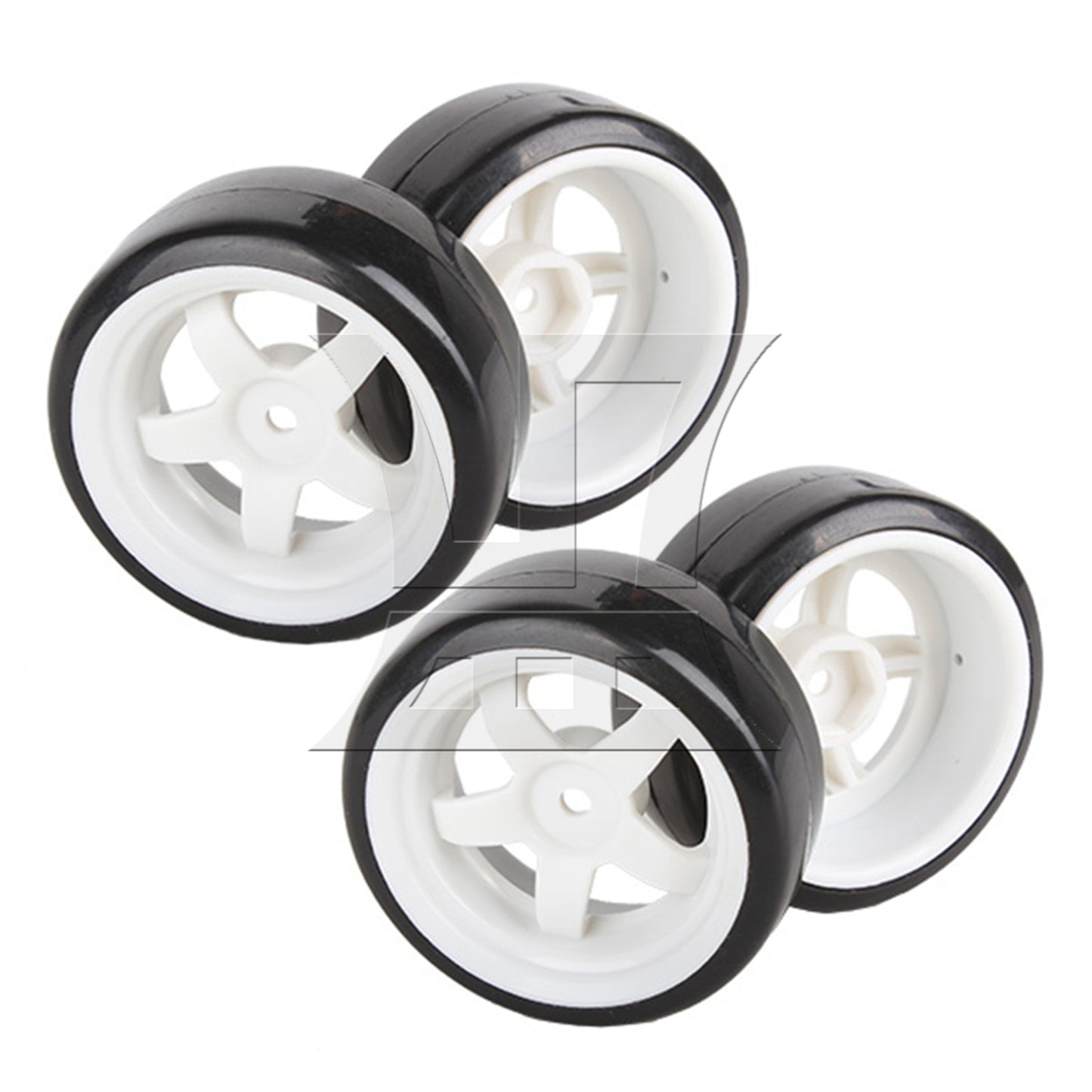 BQLZR 4x RC 1:10 On-Road Car & Drift Car 5 Spoke White Wheel Rim & Tyre Tires