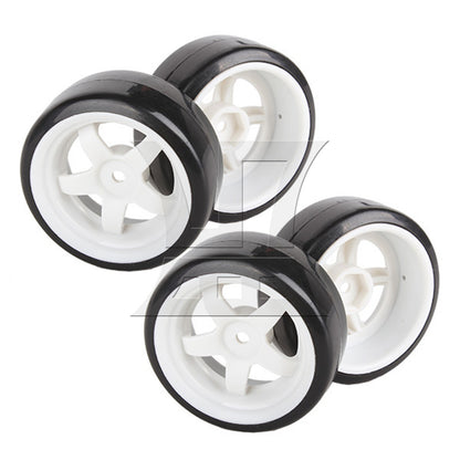 BQLZR 4x RC 1:10 On-Road Car & Drift Car 5 Spoke White Wheel Rim & Tyre Tires