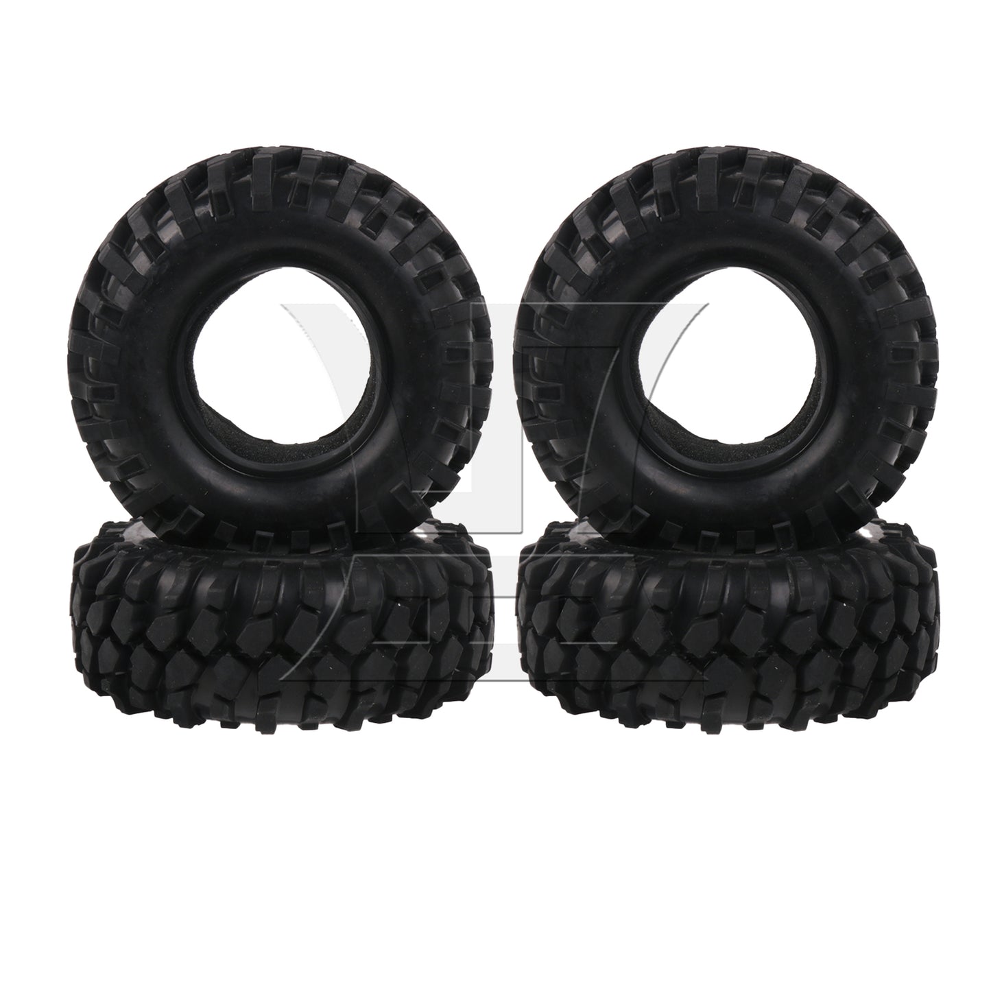 BQLZR 4x Black Plastic Wheel Rims w/Screws Rubber Tires fit RC 1:10 Class Rock Crawler