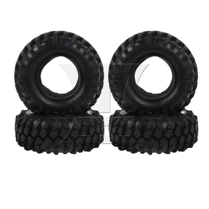 BQLZR 4x Black Plastic Wheel Rims w/Screws Rubber Tires fit RC 1:10 Class Rock Crawler
