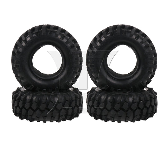 BQLZR 4x Black Plastic Wheel Rims w/Screws Rubber Tires fit RC 1:10 Class Rock Crawler