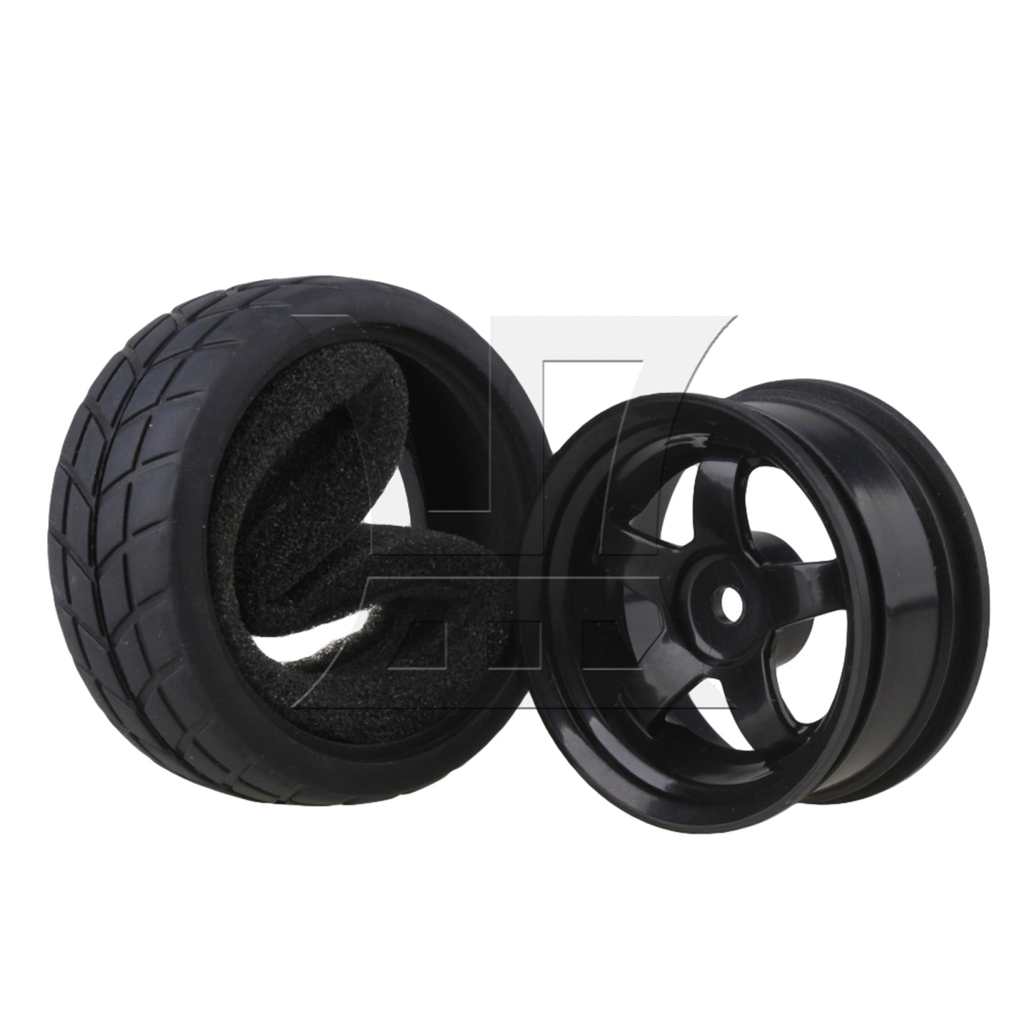 BQLZR 4x RC1: 10 Flat Sports Car Competition-level Checkered Tires and 5-spoke Rim