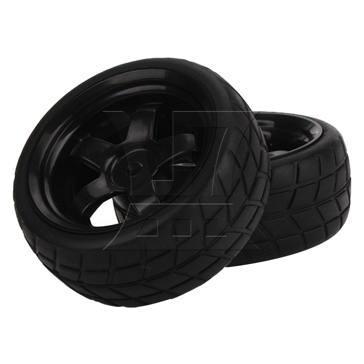 BQLZR 4x RC1: 10 Flat Sports Car Competition-level Checkered Tires and 5-spoke Rim