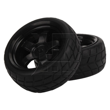 BQLZR 4x RC1: 10 Flat Sports Car Competition-level Checkered Tires and 5-spoke Rim