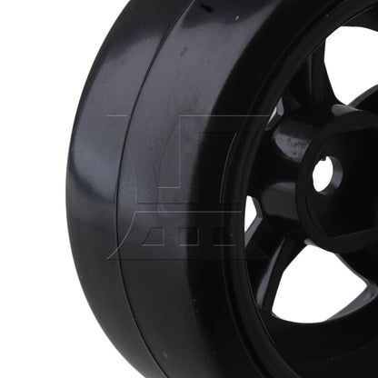 BQLZR 4pcs Black 5 Spoke Wheel Rims & Smooth Tires for RC 1:10 Drift Car Plastic