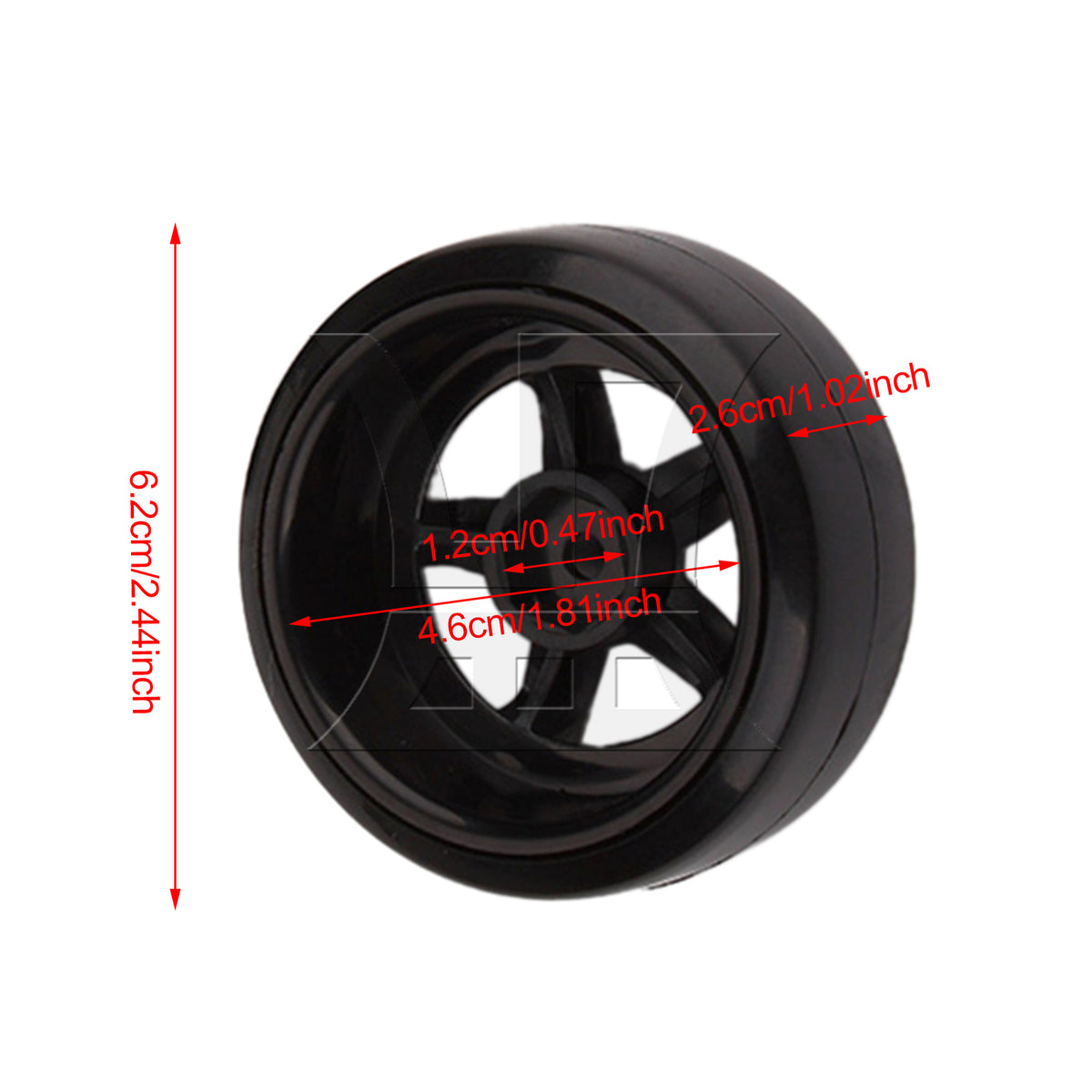 BQLZR 4pcs Black 5 Spoke Wheel Rims & Smooth Tires for RC 1:10 Drift Car Plastic
