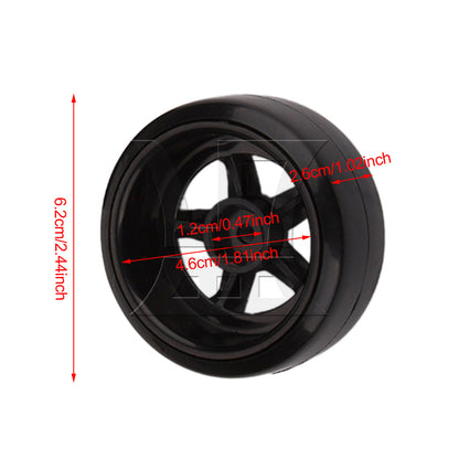 BQLZR 4pcs Black 5 Spoke Wheel Rims & Smooth Tires for RC 1:10 Drift Car Plastic
