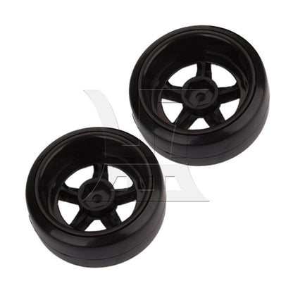 BQLZR 4pcs Black 5 Spoke Wheel Rims & Smooth Tires for RC 1:10 Drift Car Plastic